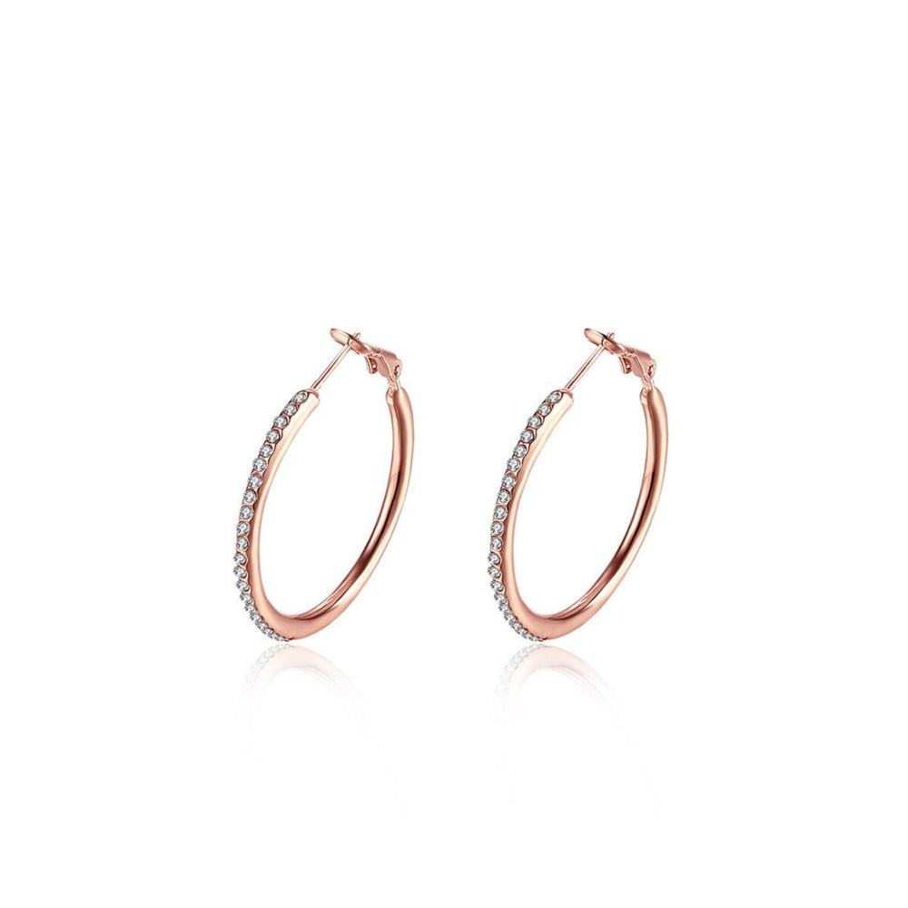 Rose Goldtone Cubic Zirconia Hoop Earrings