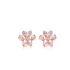 Rose Goldtone Cubic Zirconia Paw Print Stud Earrings