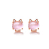 Rose Goldtone Cubic Zirconia Pink Cat Stud Earrings