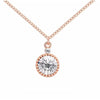 Rose Goldtone Dainty Cubic Zirconia Solitaire Pendant Necklace - White