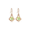 Rose Goldtone Green Oval Cubic Zirconia Drop Earrings