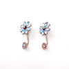 Rose Goldtone Iridescent Crystal Flower Earrings