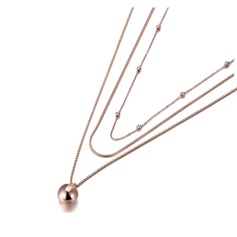 Rose Goldtone Layered Ball Necklace - White