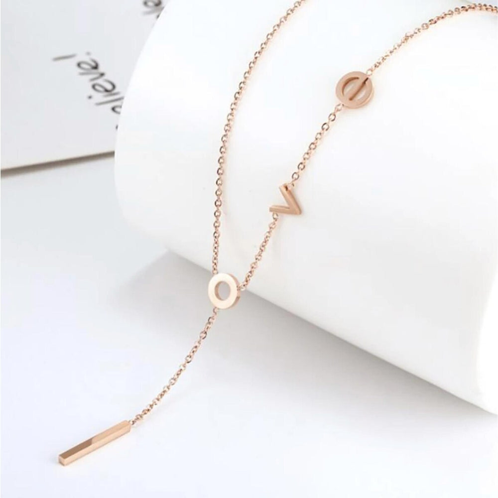 Rose Goldtone Love Necklace - White