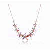 Rose Goldtone Multi Colored Cubic Zirconia Floral Necklace - White