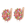 Rose Goldtone Multi Colored Cubic Zirconia Flower Earrings