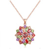 Rose Goldtone Multi Colored Cubic Zirconia Flower Pendant Necklace - White