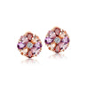 Rose Goldtone Multi Colored Cubic Zirconia Flower Stud Earrings