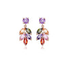 Rose Goldtone Multi Colored Cubic Zirconia Leaf Drop Earrings