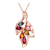 Rose Goldtone Multi Colored Cubic Zirconia Leaf Pendant Necklace - White