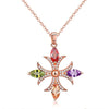 Rose Goldtone Multi Colored Cubic Zirconia Marquis Cross Pendant Necklace - White