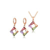 Rose Goldtone Multi Colored Cubic Zirconia Necklace And Earrings Set - White