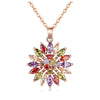 Rose Goldtone Multi Colored Marquis Flower Cubic Zirconia Pendant Necklace - White