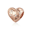 Rose Goldtone Plated Sterling Silver Cubic Zirconia Heart Vines Charm