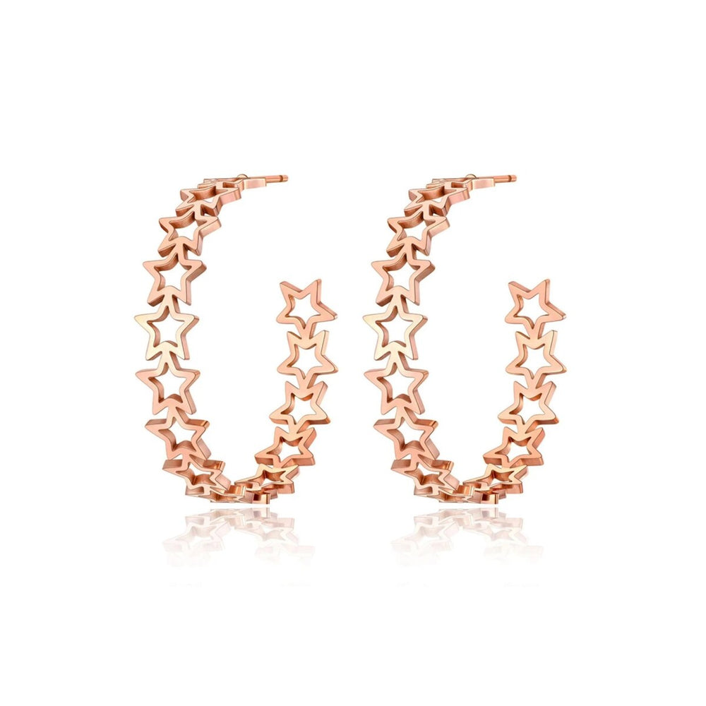 Rose Goldtone Star Hoop Earrings