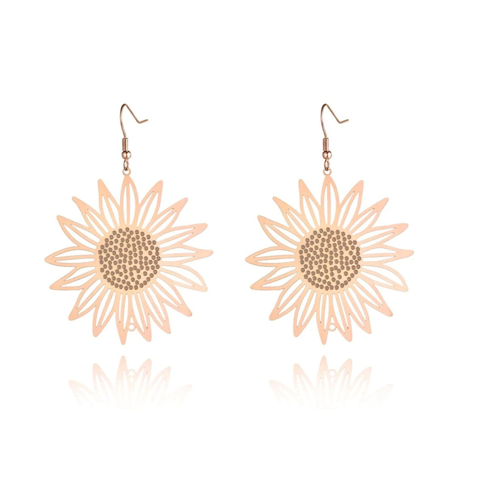 Rose Goldtone Sunflower Drop Earrings