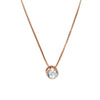 Rose Goldtone Swarovski Crystal Clear Solitaire Pendant Necklace - White