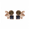 Rose Goldtone Topaz Mix Swarovski Crystal Clustered Stud Earrings