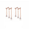 Rose Goldtone Triple Teardrop Cubic Zirconia Earrings