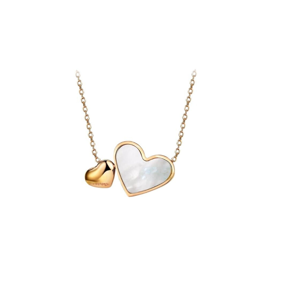 Rose Goldtone White Dual Heart Necklace