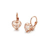 Rose Goldtone White Floral Heart Leverback Earrings