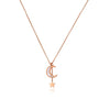 Rose Goldtone White Moon And Star Necklace