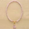 Rose Quartz Beaded Teardrop T Bar Necklace - White