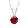 Round 1.00Ct Natural Garnet Solitaire Pendant Sterling Silver