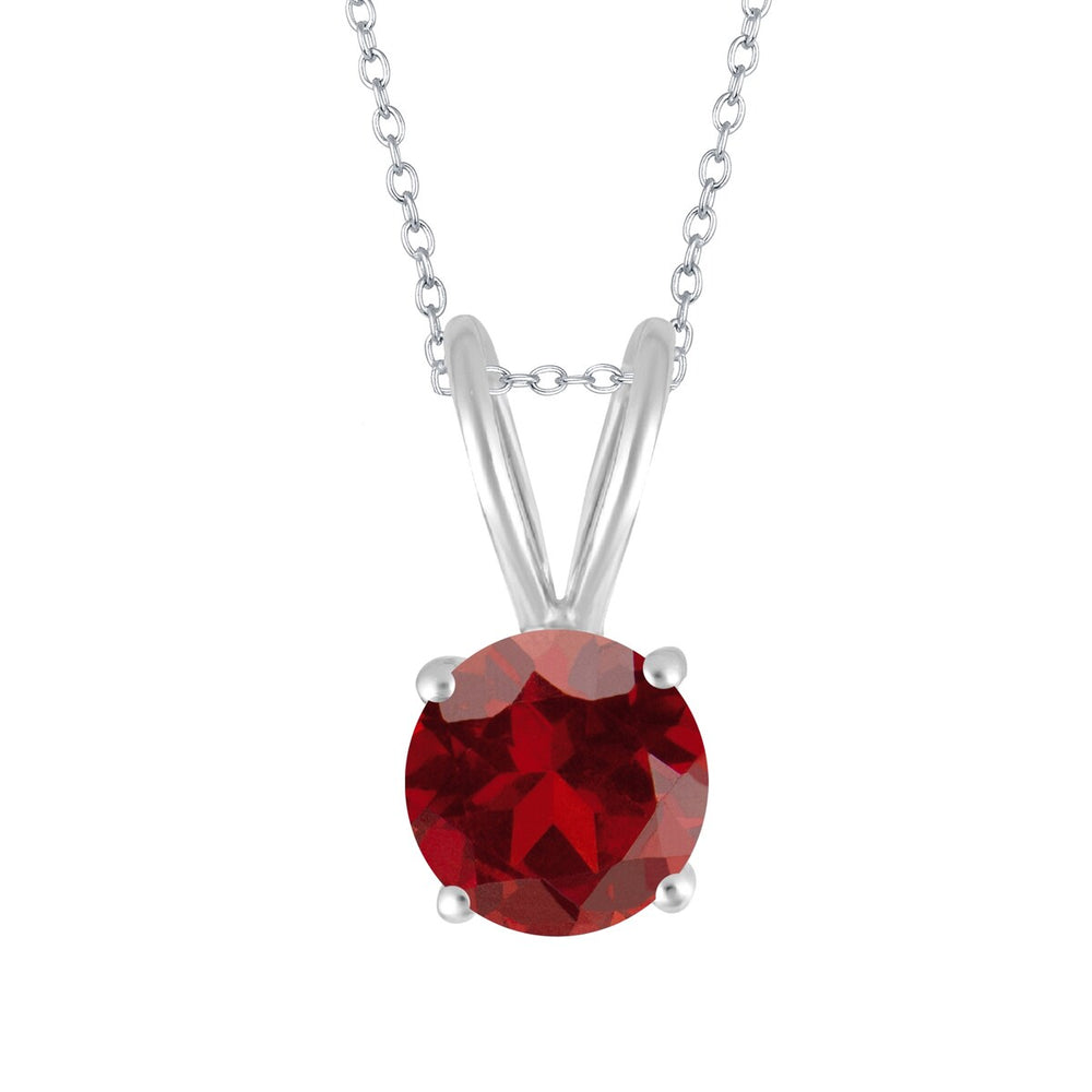 Round 1.00Ct Natural Garnet Solitaire Pendant Sterling Silver