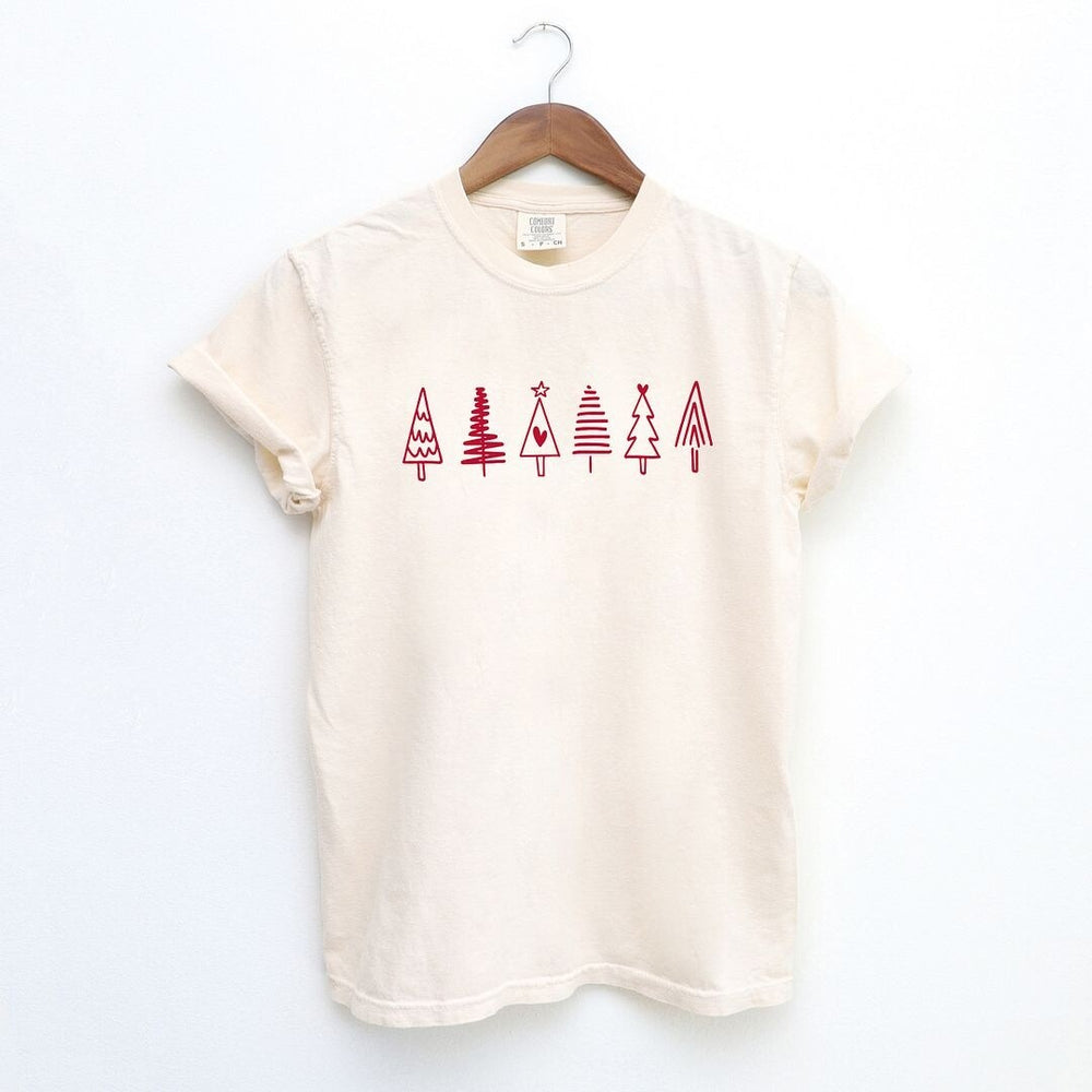 Row Of Christmas Trees Garment Dyed Tee