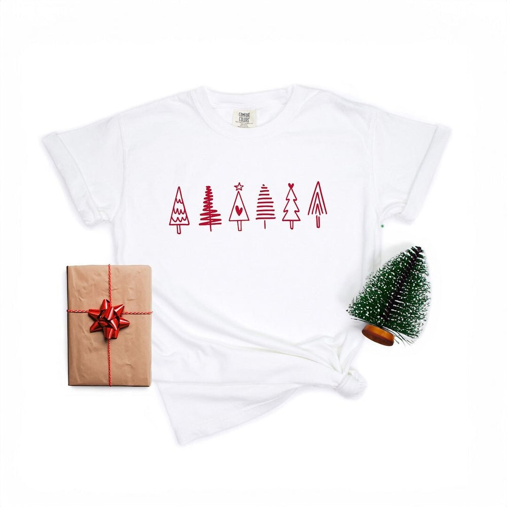 Row Of Christmas Trees Garment Dyed Tee