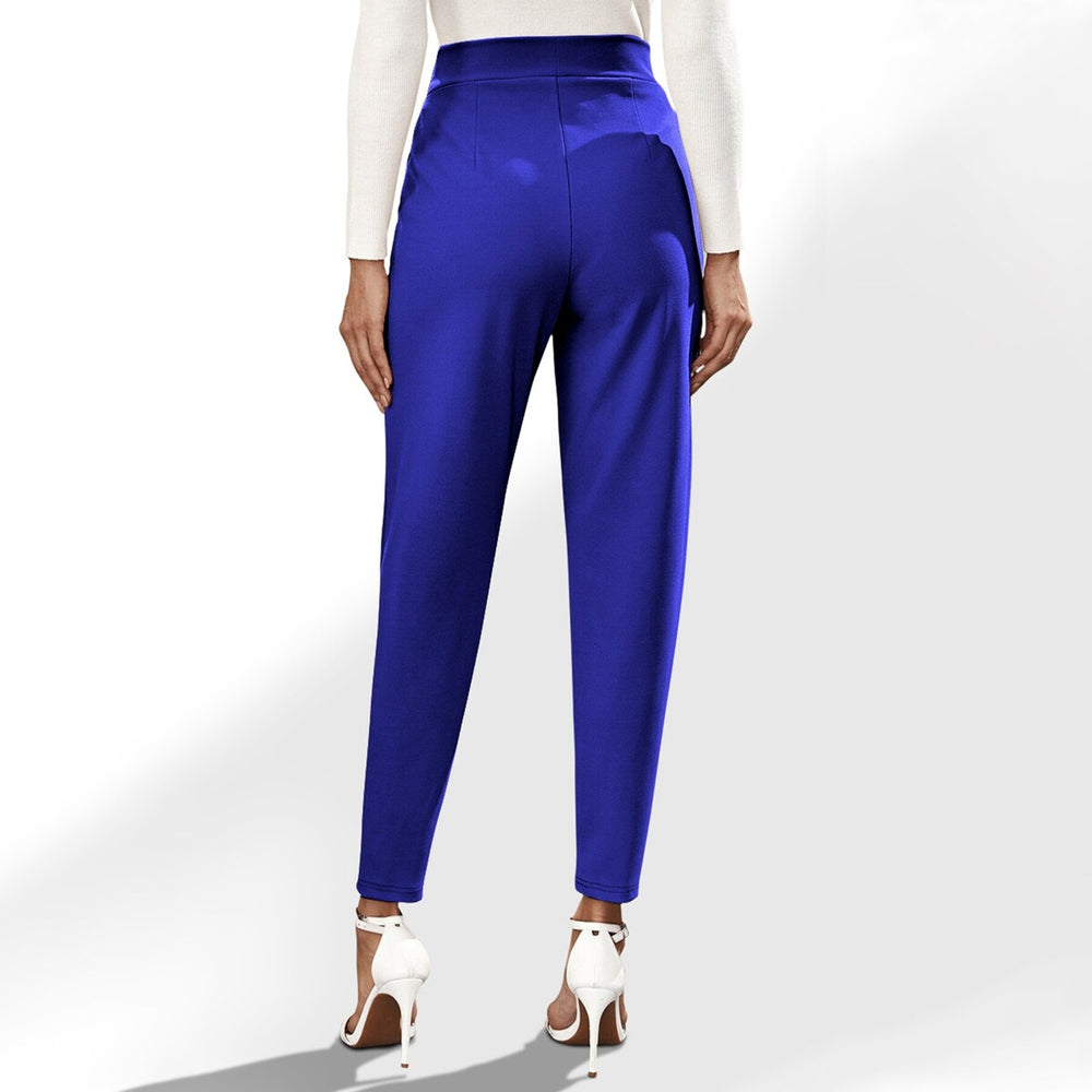 Royal Blue Pocketed High Waist Straight Pants