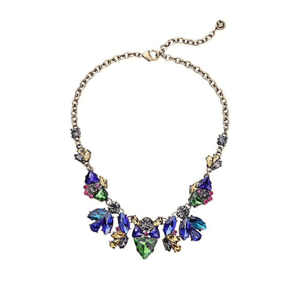 Royal Colored Crystal Bib Necklace - White