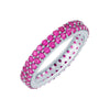 Ruby Sterling Silver Two Row Eternity Band Ring