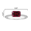 Ruby and White Topaz Sterling Silver Emerald Cut Engagement Ring