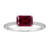 Ruby and White Topaz Sterling Silver Emerald Cut Engagement Ring