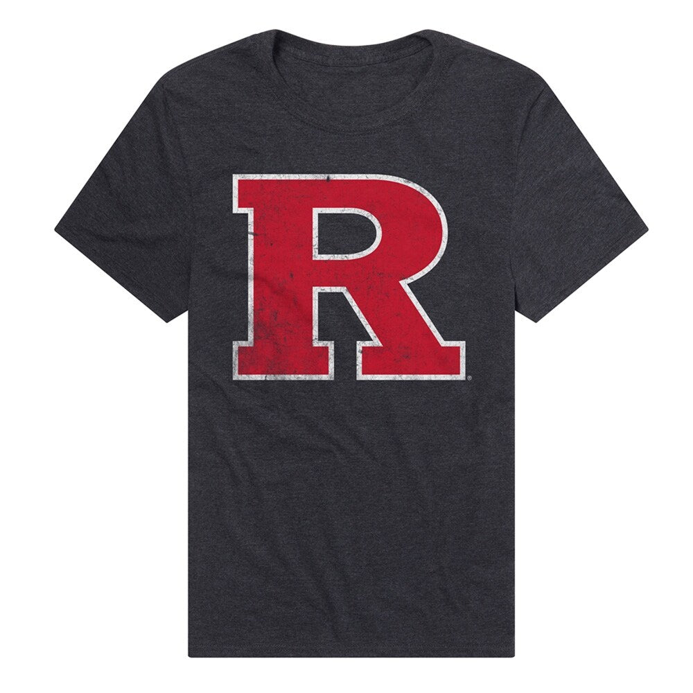 Rutgers University Simple Distressed Logo Unisex Adult Heathered Premium T Shirt