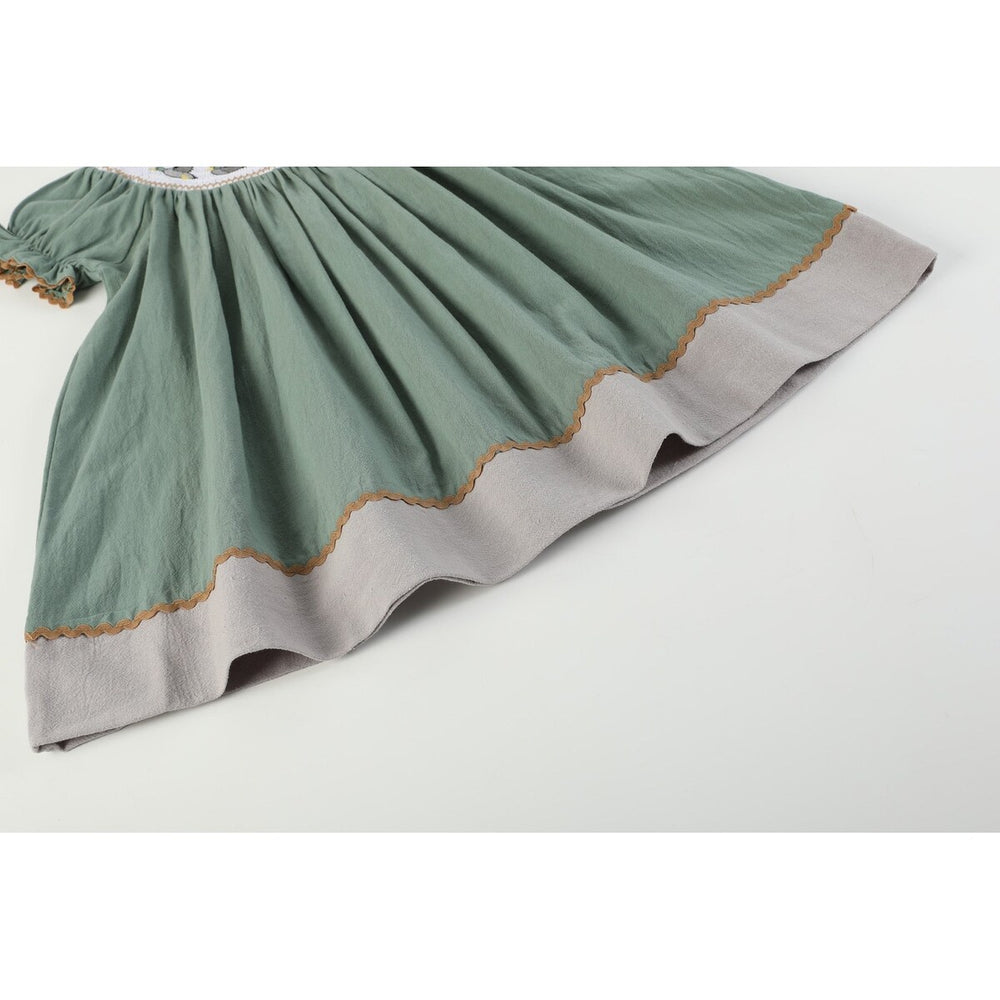 Sage Green Mallard Smocked Bishop Dress