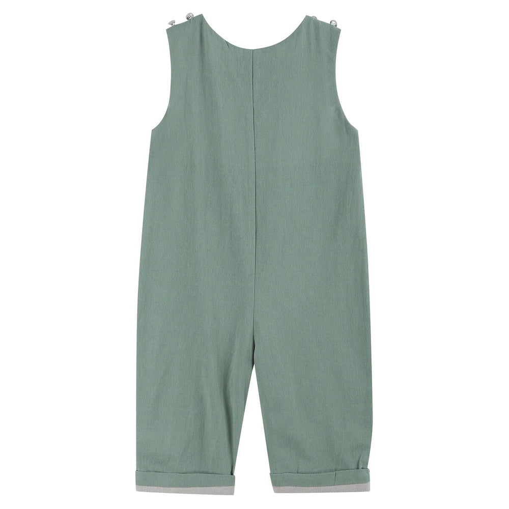 Sage Green Mallard Smocked Overalls