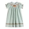 Sage Green Plaid Pumpkin Smocked Bishop Dress