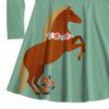 Sage Green & Brown Horse Print Dress & Joggers