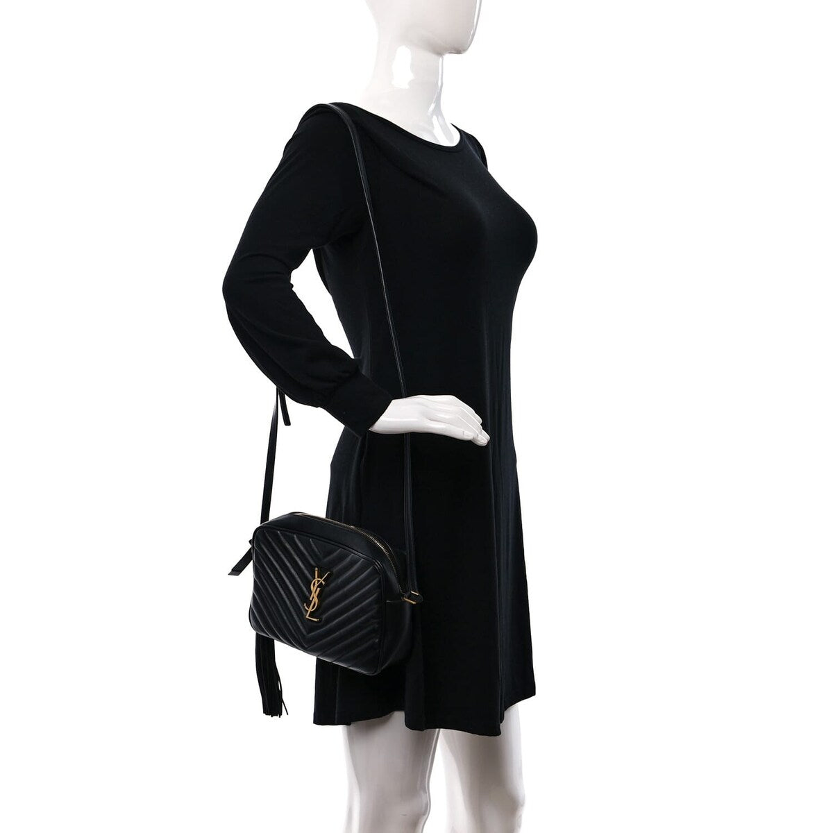 Saint Laurent Calfskin Matelasse Monogram Lou Camera Bag Nude Powder