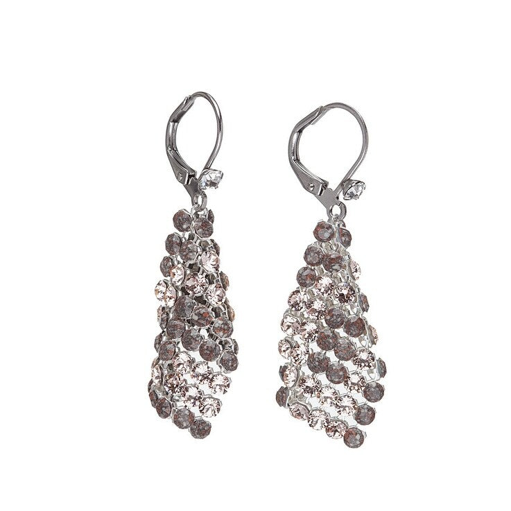 Sand Mix Swarovski Crystal Mesh Drop Earrings - Sand Mix