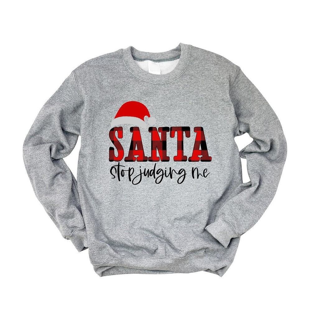 Santa Stop Judging Me Plaid Graphic Sweatshirt