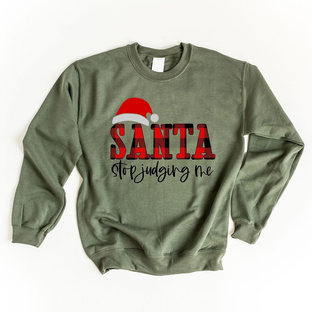 Santa Stop Judging Me Plaid Graphic Sweatshirt