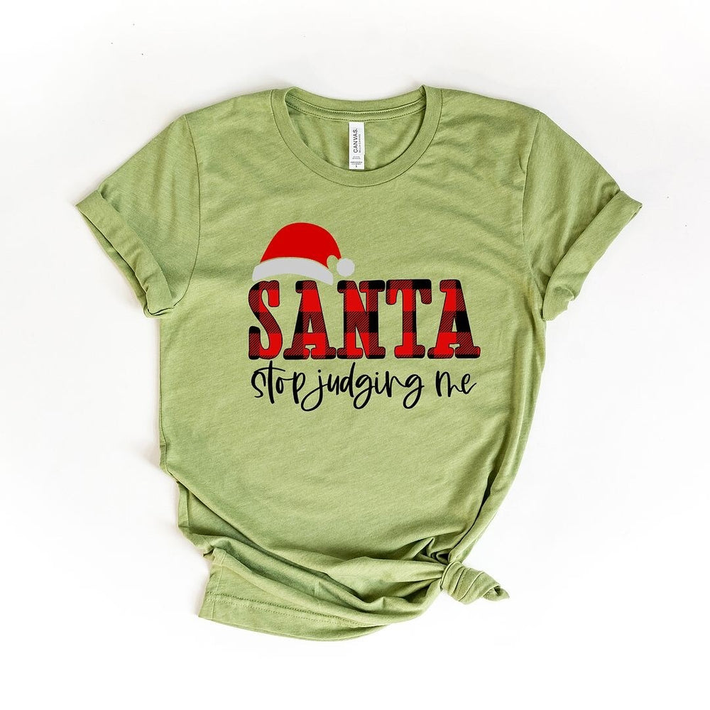 Santa Stop Judging Me Plaid Short Sleeve Tee