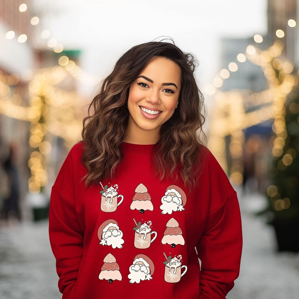 Santa Tree Mug Chart Graphic Sweatshirt