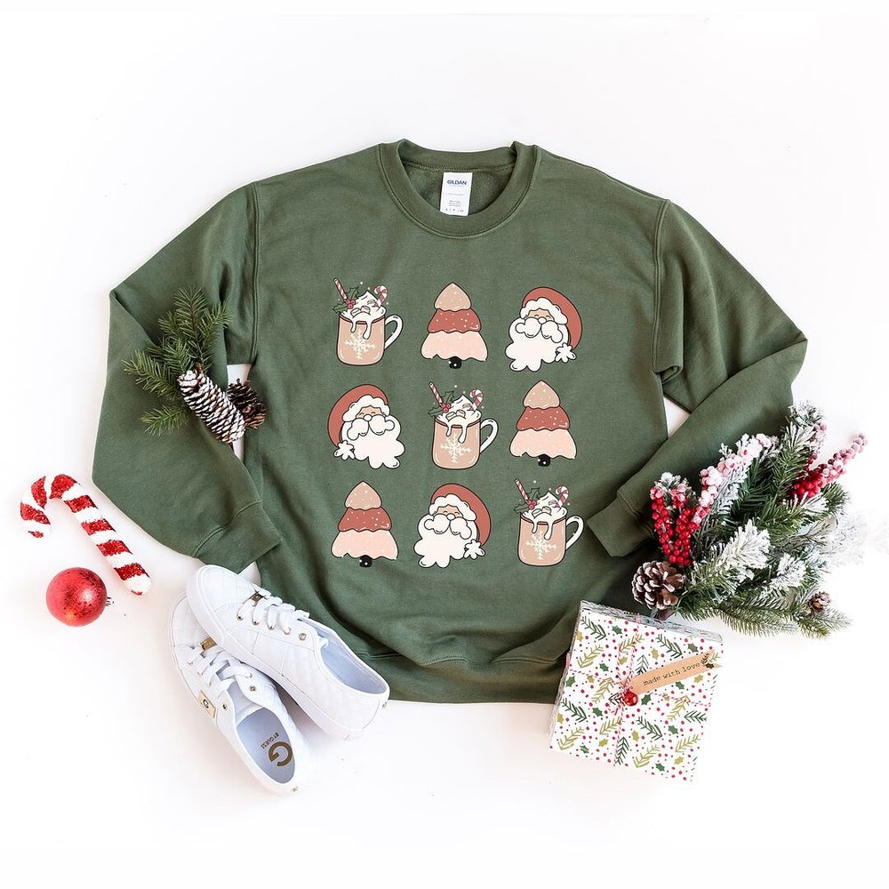 Santa Tree Mug Chart Graphic Sweatshirt