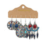 Set Of 3 Bohemian Multi Colored Drop Earrings