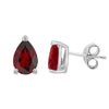 Set of 3 Sterling Silver Multi Shape Stud Earrings - Garnet, White Topaz and Citrine